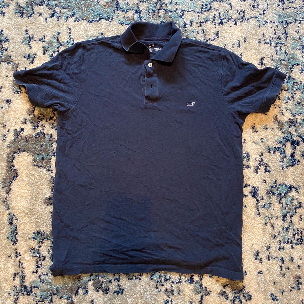 Vineyard Vines Polo Solid Navy Blue Logo Mens M